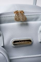 Mavi Renk Deri Anne Bebek Bakım Sırt Çantası