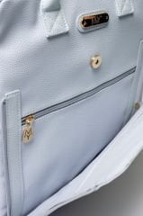 Mavi Renk Deri Anne Bebek Bakım Sırt Çantası