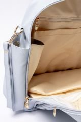 Mavi Renk Deri Anne Bebek Bakım Sırt Çantası