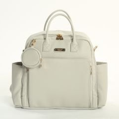 Gri Renk Deri Anne Bebek Bakım Sırt Çantası