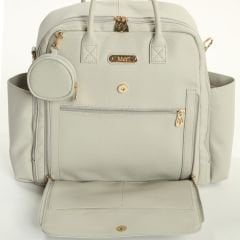 Gri Renk Deri Anne Bebek Bakım Sırt Çantası