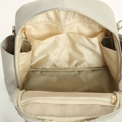 Gri Renk Deri Anne Bebek Bakım Sırt Çantası