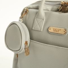 Gri Renk Deri Anne Bebek Bakım Sırt Çantası