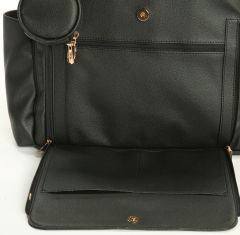 Siyah Renk Deri Anne Bebek Bakım Sırt Çantası