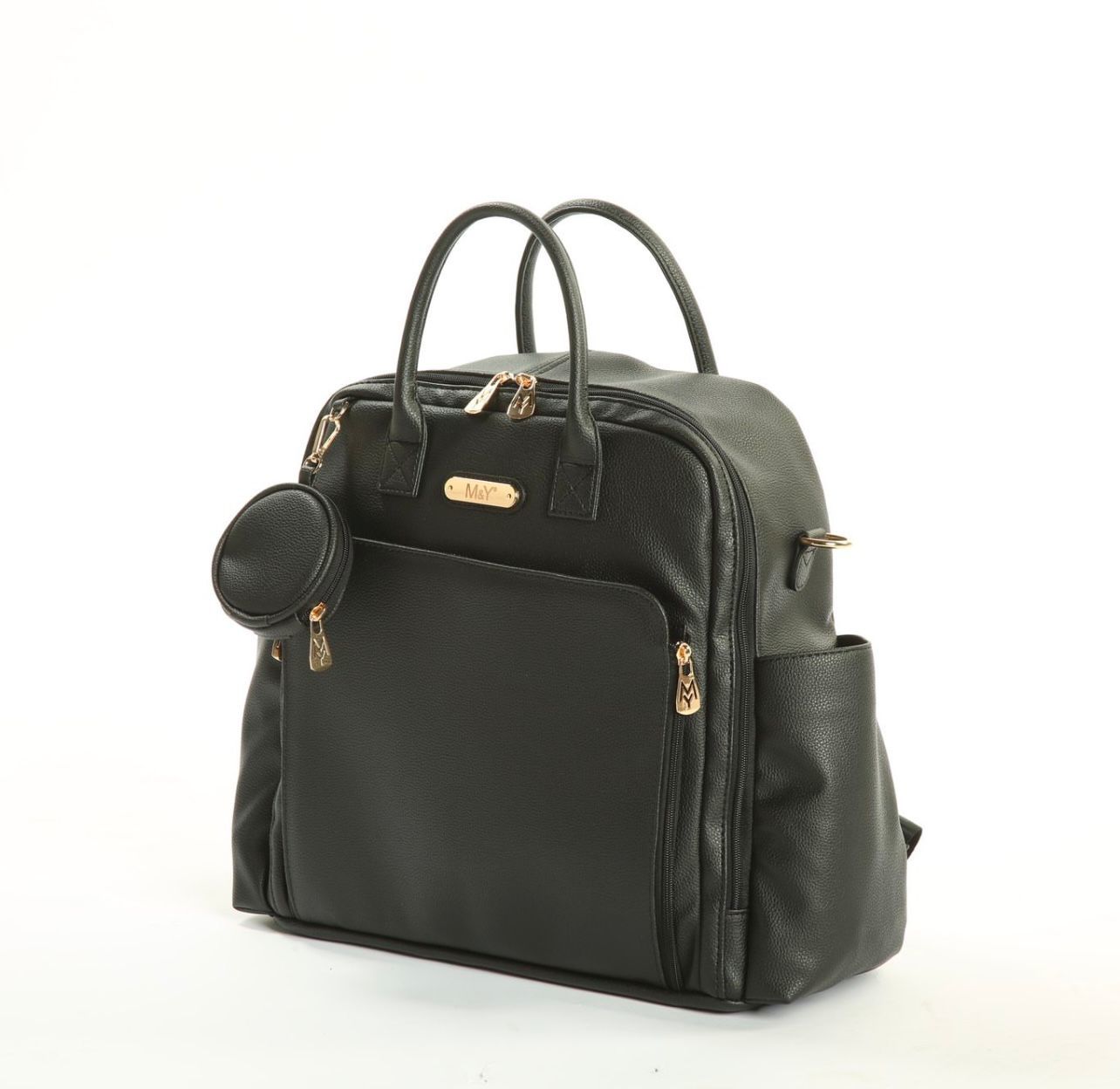 Siyah Renk Deri Anne Bebek Bakım Sırt Çantası