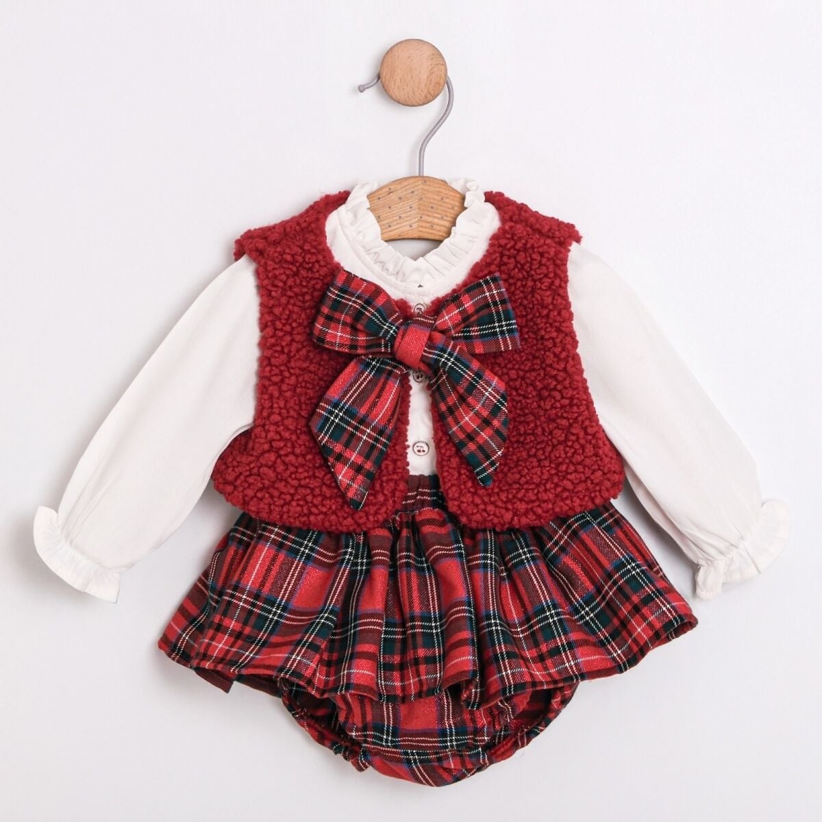 Kırmızı Yelekli Romper Seti