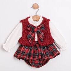 Kırmızı Yelekli Romper Seti