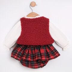 Kırmızı Yelekli Romper Seti