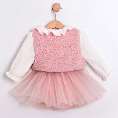 Pembe Yelekli Romper Seti