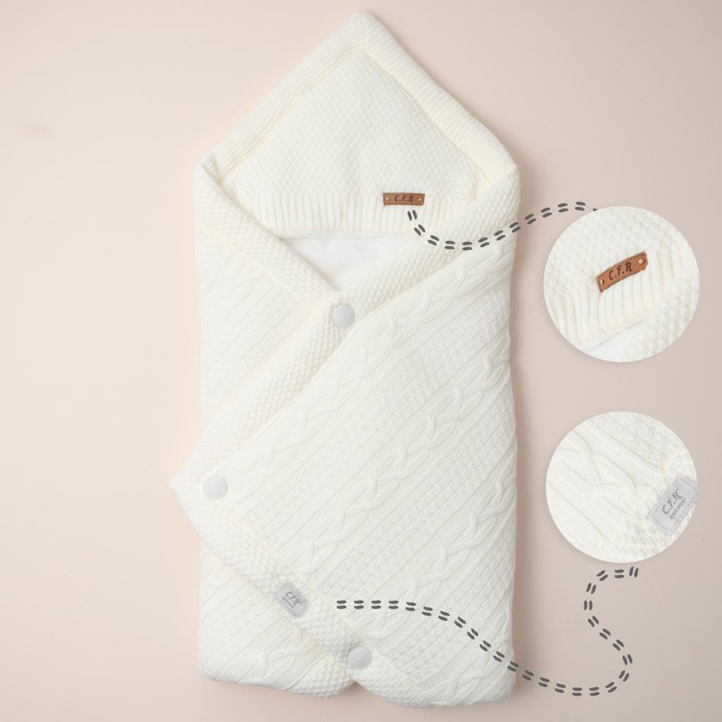 Krem Örgü Kundak Battaniye