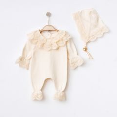 Fisto Detaylı Tulum Seti-Ekru