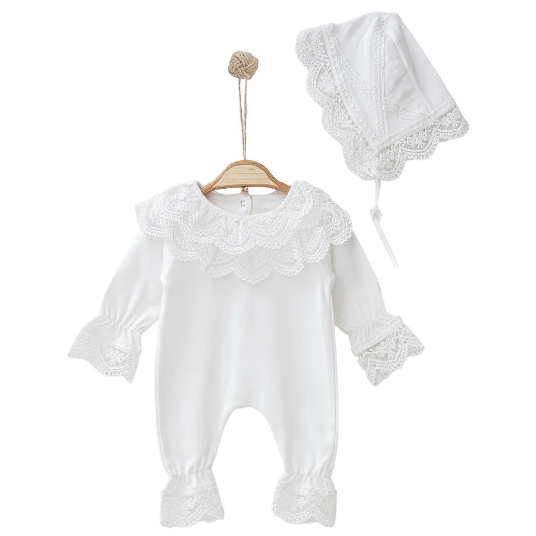 Fisto Detaylı Tulum Seti-Beyaz