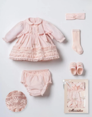 Pudra Çiçek İşlemeli Set- 3.6 ay-5 Parça