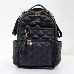 Siyah Renk Deri Anne Bebek Bakım Sırt Çantası