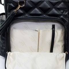 Siyah Renk Deri Anne Bebek Bakım Sırt Çantası