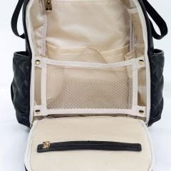 Siyah Renk Deri Anne Bebek Bakım Sırt Çantası