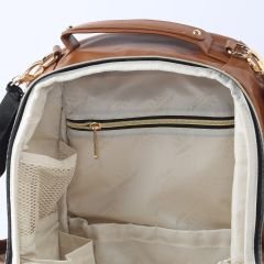 Taba Renk Deri Anne Bebek Bakım Sırt Çantası