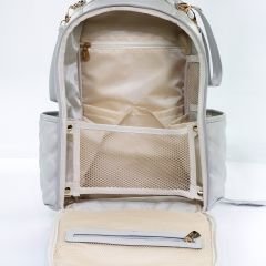 Gri Renk Deri Anne Bebek Bakım Sırt Çantası