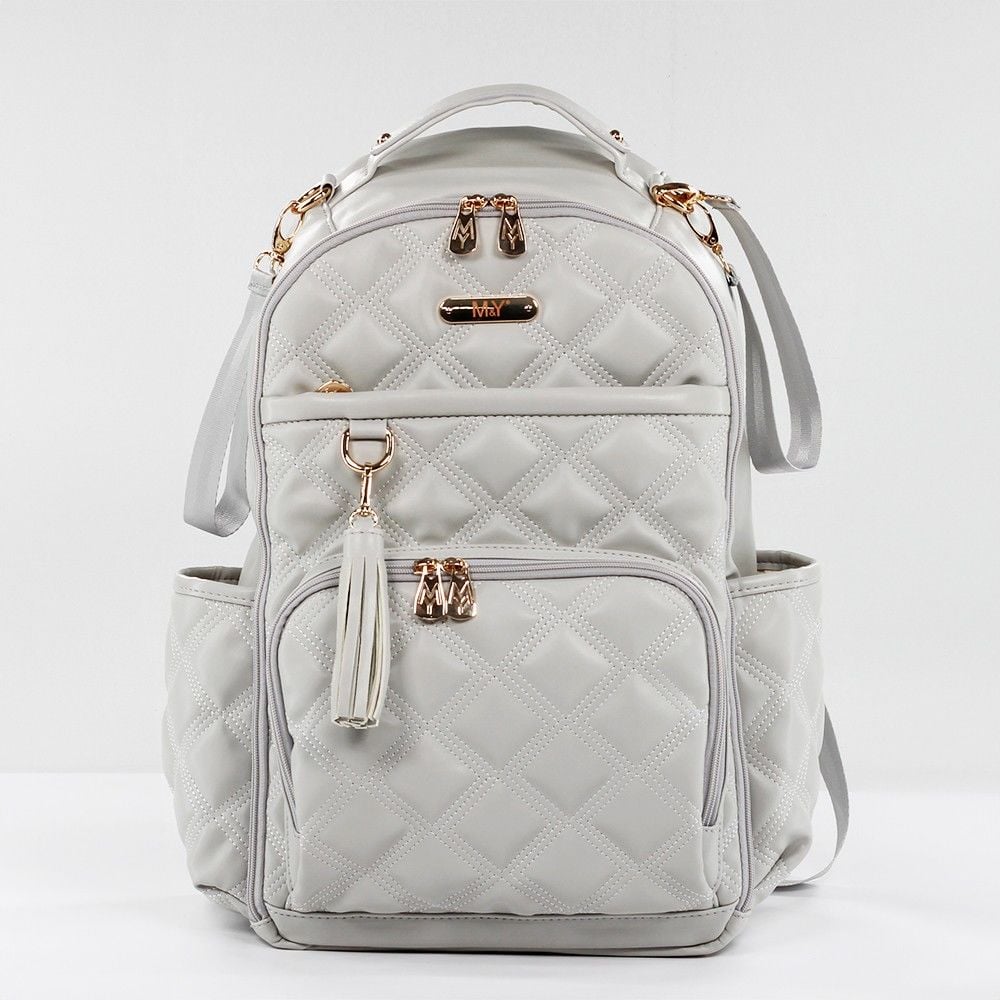 Gri Renk Deri Anne Bebek Bakım Sırt Çantası