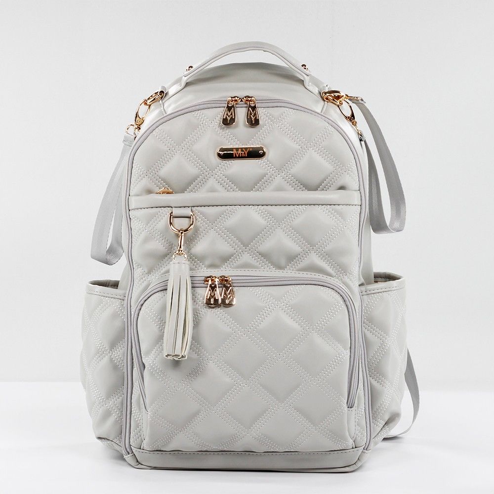 Gri Renk Deri Anne Bebek Bakım Sırt Çantası