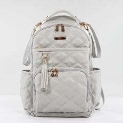 Gri Renk Deri Anne Bebek Bakım Sırt Çantası