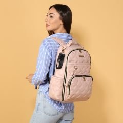 Pembe Renk Deri Anne Bebek Bakım Sırt Çantası