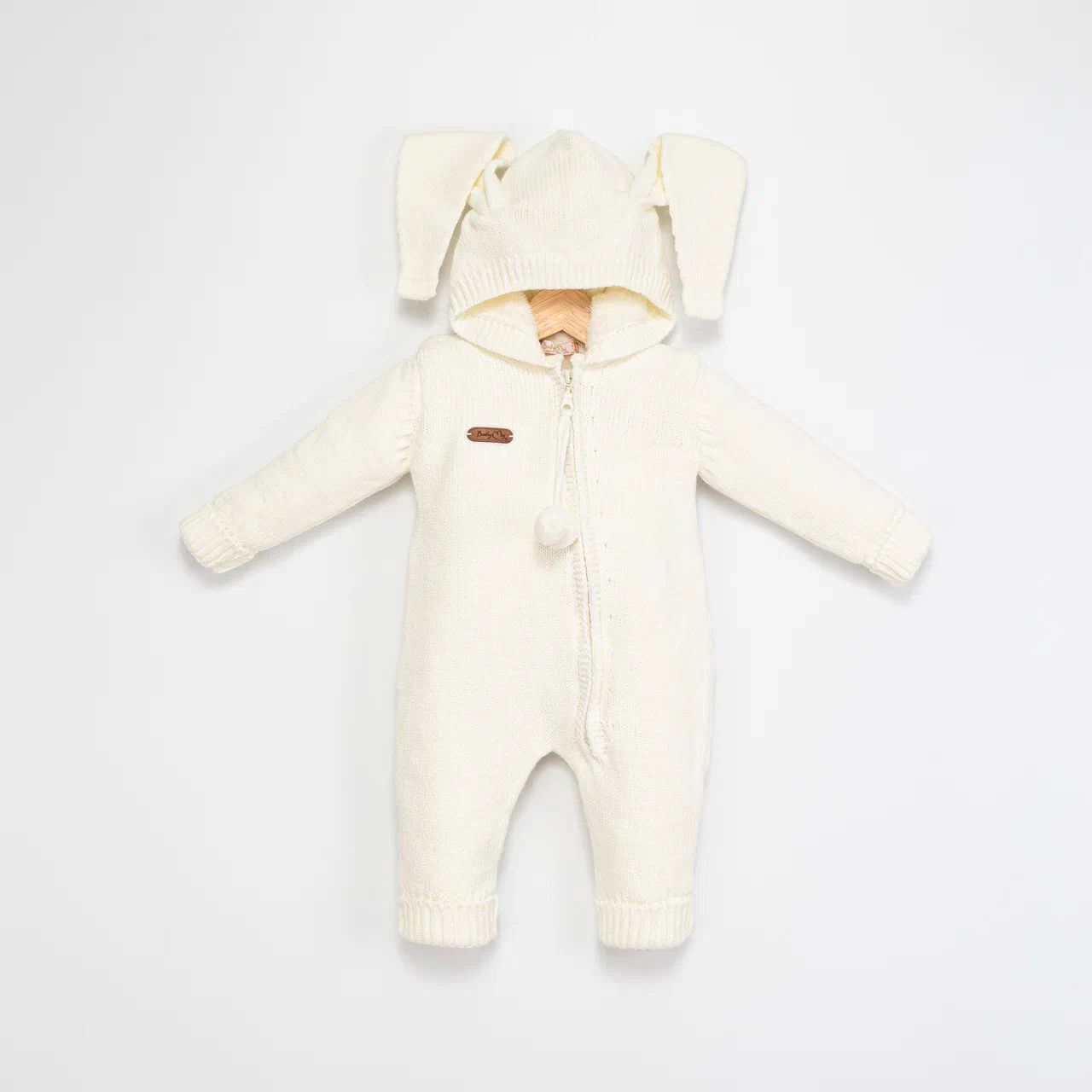 Krem Tavşan Kulaklı Yünlü Tulum