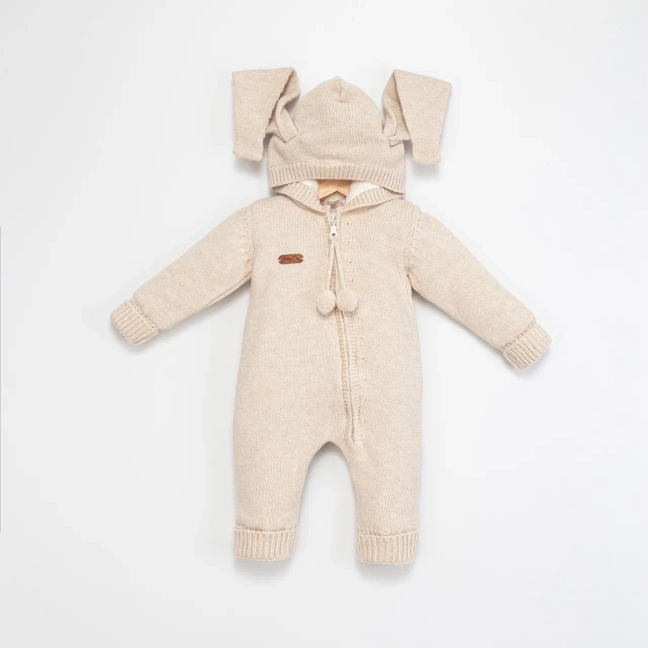 Bej Tavşan Kulaklı Yünlü Tulum