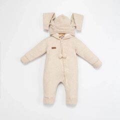 Bej Tavşan Kulaklı Yünlü Tulum