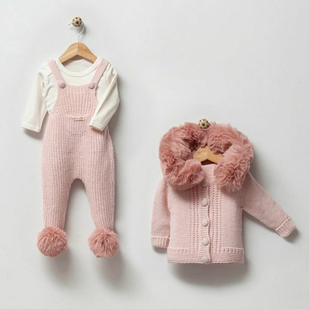 Pembe Düğmeli Slopet Takım