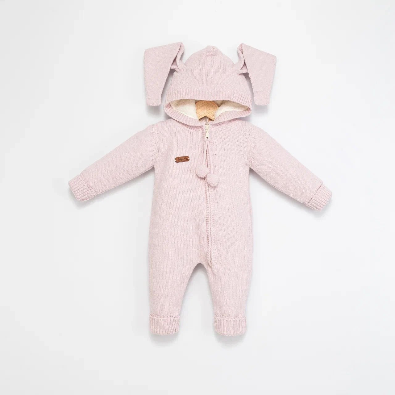 Pembe Tavşan Kulaklı Yünlü Tulum