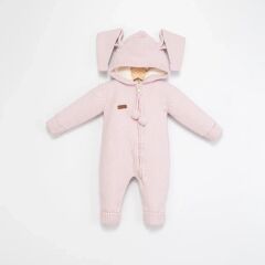 Pembe Tavşan Kulaklı Yünlü Tulum