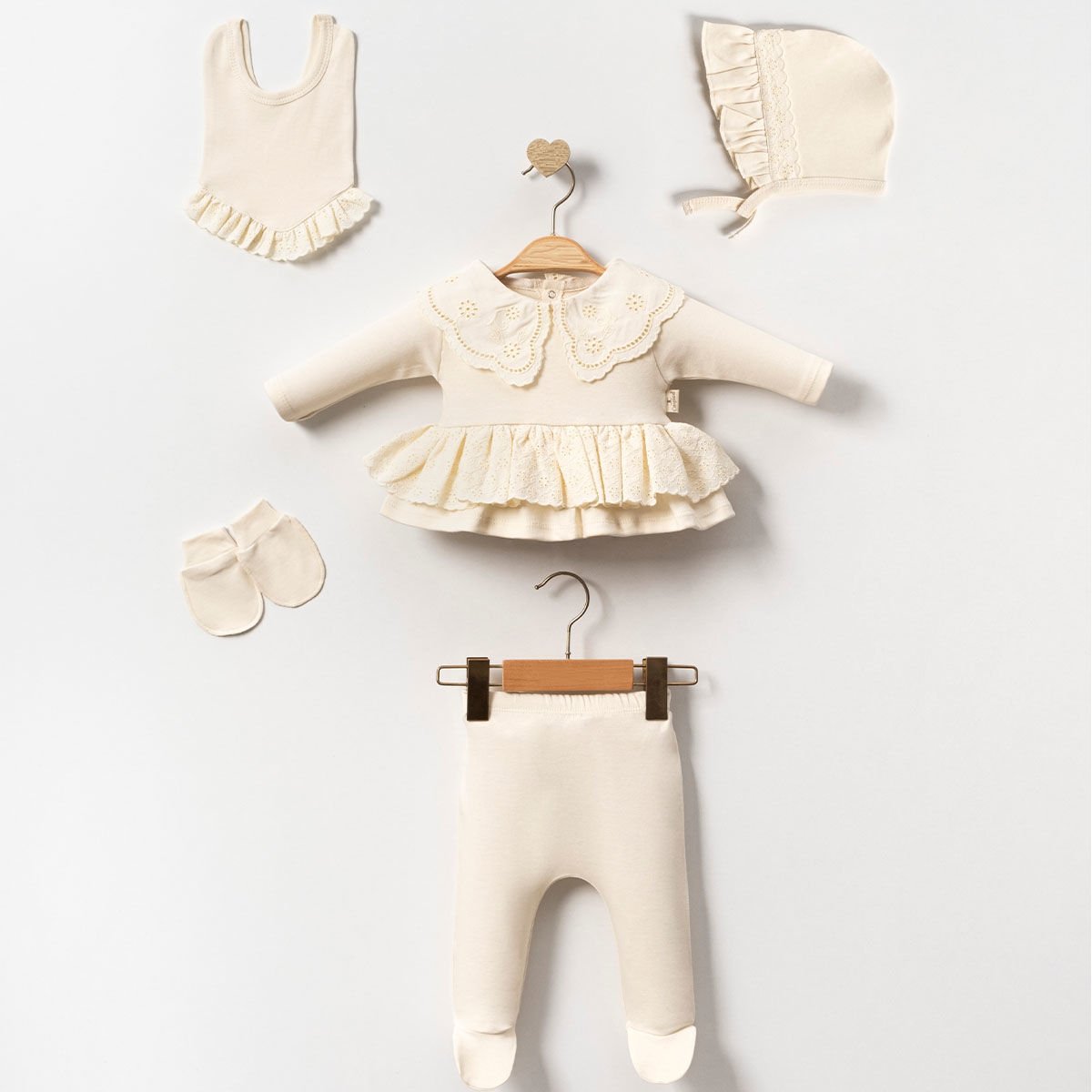 Fisto Detaylı Set- 5 Parça - 0.3 Ay- Krem