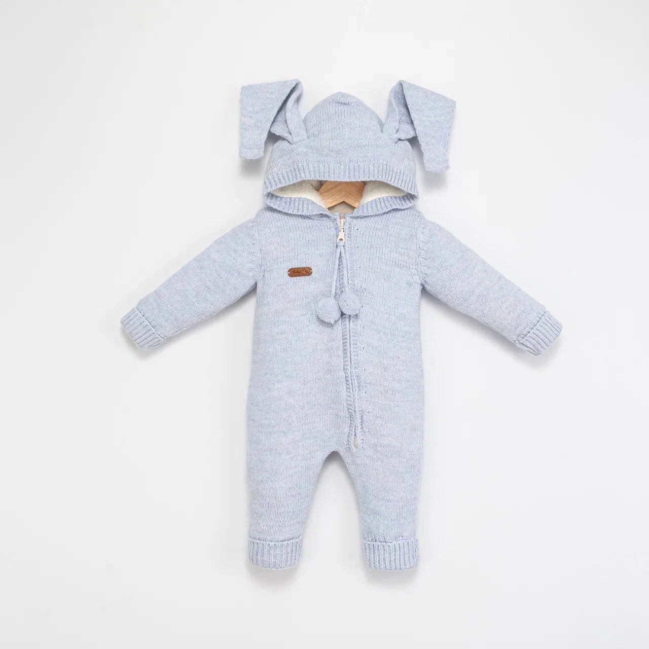 Mavi Tavşan Kulaklı Yünlü Tulum