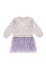 Lila Tütülü Penye Elbise- 2/5 Yaş Arası