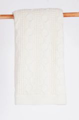 Krem Yünlü Battaniye- Ölçü: 85x95 cm