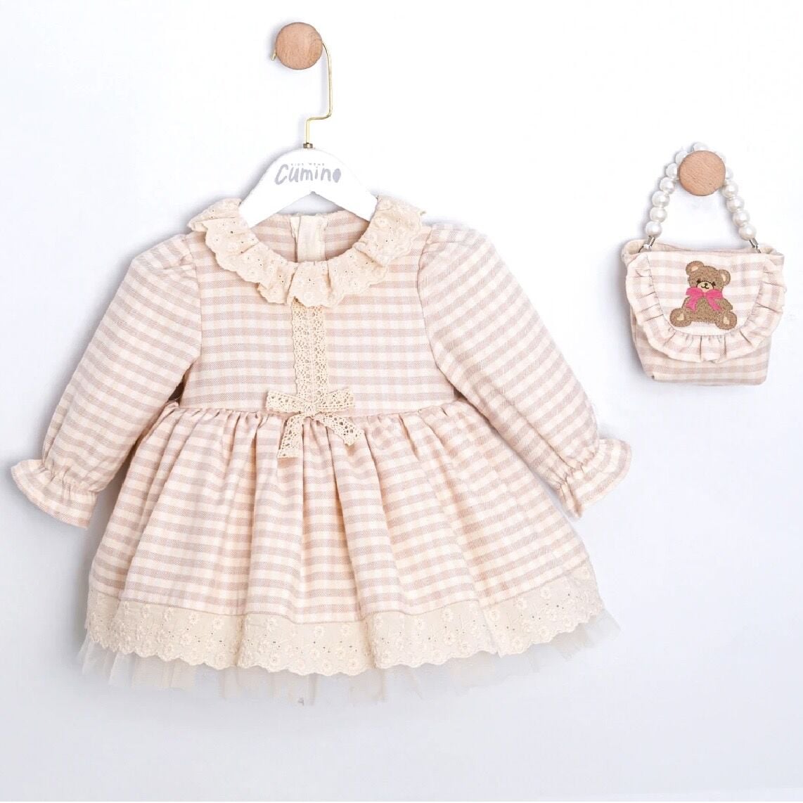 Çantalı Pudra Elbise