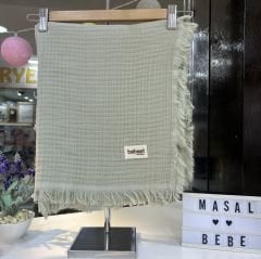 Yeşil Müslin Battaniye - 4 Katlı