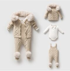 Bej Düğmeli Slopet Takım