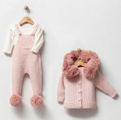 Pembe Düğmeli Slopet Takım