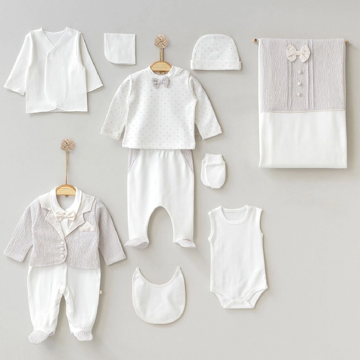 Krem- Bej Papyonlu 10 Parça Hastane Çıkışı