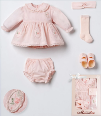 Pembe Çiçek İşlemeli Set- 3.6 ay-5 Parça