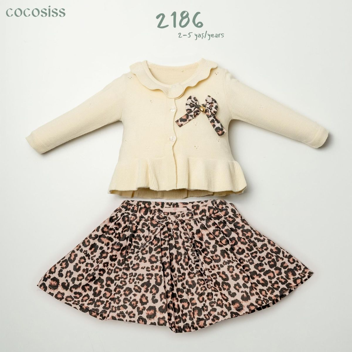 Triko Hırkalı Leopar Etek Takım