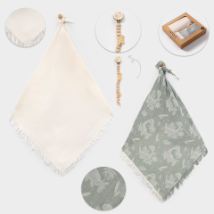 Üçlü Müslin Battaniye Seti- Ölçü 110x120 cm- Yeşil