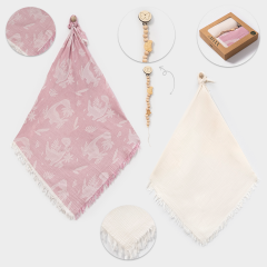 Üçlü Müslin Battaniye Seti- Ölçü 110x120 cm- Koyu Pembe