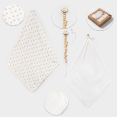 Üçlü Müslin Battaniye Seti- Ölçü 110x120 cm- Ekru